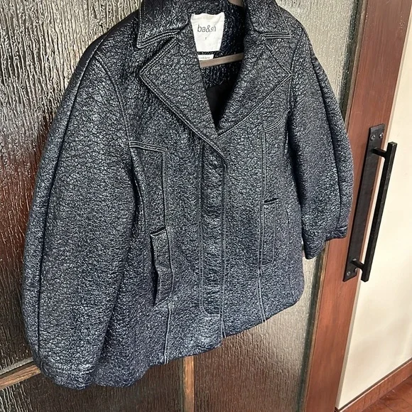 Ba&Sh Blue Volupia Coat - Navy Crinkle Shiny - Size 1 (small) - Picture 5 of 10